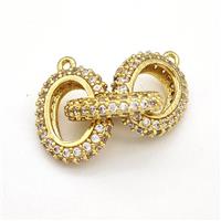 Copper Link Pendant Pave Zirconia Gold Plated, approx 13-16mm, 30mm