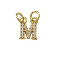 Copper Letter-M Pendant Pave Zirconia Gold Plated, approx 5-8mm