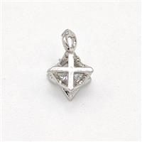 Copper Star Pendant Pave Zirconia Platinum Plated, approx 5-6mm
