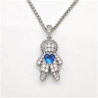 Copper Boy Kids Necklace Pave Zirconia Platinum Plated, approx 13-20mm, 1.5mm, 42-47cm length