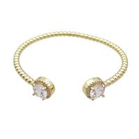 Copper Bangle Pave Crystal Gold Plated, approx 11mm, 58mm dia