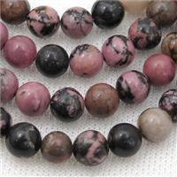 pink Rhodonite Beads round smooth, approx 10mm dia