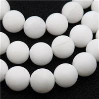 round fired White Jade Beads, matte, approx 10mm dia