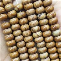 Brown Wood Lace Jasper Beads Smooth Rondelle, approx 5x8mm