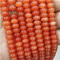 Jade Beads Orange Dye Smooth Rondelle, approx 8mm