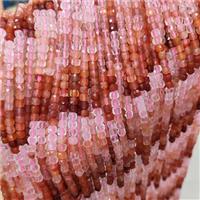 Rose Quartz And Carnelian Agate Beads Pink Red Faceted Cube, approx 3.7-4.4mm