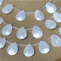 White MOP Shell Teardrop Beads Topdrilled, approx 15-20mm, 20pcs per st