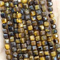 Natural Tiger Eye Stone Beads Faceted Cube, approx 2.5mm