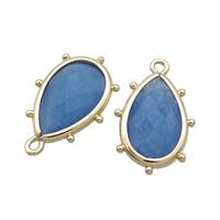 Blue Jade Teardrop Pendant Dye Gold Plated, approx 10-18mm