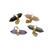 Mixed Gemstone Bullet Pendant Gold Plated Double Point, approx 4-16mm