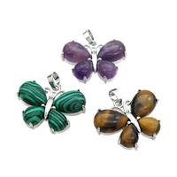 Mix Gemsotne Butterfly Pave Pendant Platinum Plated, approx 20-30mm