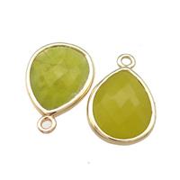 Natural Lemon Quartz Teardrop Pendant Gold Plated, approx 12-15mm