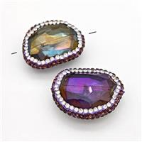Chinese Crystal Glass Beads Pave Rhinestone Rainbow, approx 22-28mm
