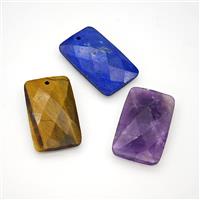 Natural Gemstone Rectangle Pendant Faceted Mixed, approx 18-30mm