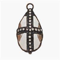 Crystal Glass Teardrop Pendant Pave Rhinestone Antique Red, approx 30-50mm