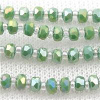 green Jadeite Glass Beads, faceted rondelle, approx 4mm, 62cm length