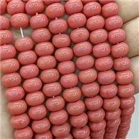 Jadeite Glass Beads Peach Dye Smooth Rondelle, approx 10mm