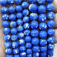 Blue Jade Beads Inlay Trochid Shell Dye Smooth Round, approx 4mm dia