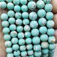 Teal Jade Beads Inlay Trochid Shell Dye Smooth Round, approx 12mm dia