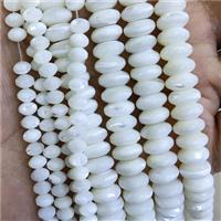 White Pearlized Shell Rondelle Beads, approx 10mm