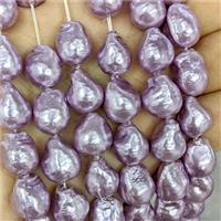 Purple Pearlized Porcelain Beads Freeform, approx 12-15mm