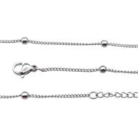 Raw Stainless Steel Necklace Chain, approx 1.2mm, 3mm, 44-49cm length