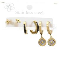 Stainless Steel Earrings Gold Plated, approx 6-10mm, 14mm dia