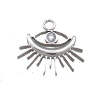Raw Stainless Steel Eye Pendant Pave Rhinestone, approx 16-19mm