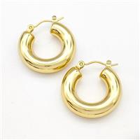 304 Stainless Steel Earring Hollow Gold Plated, approx 23mm dia