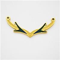 Stainless Steel Antlers Pendant Black Enamel 2loops Gold Plated, approx 10-30mm