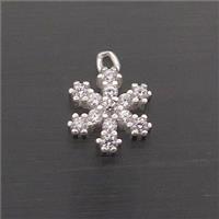 Sterling Silver Snowflake Pendant Pave Zircon Christmas, approx 7mm