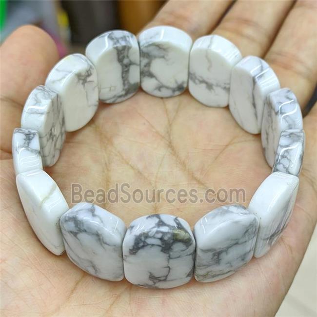 Natural White Howlite Turquoise Bracelet Stretchy