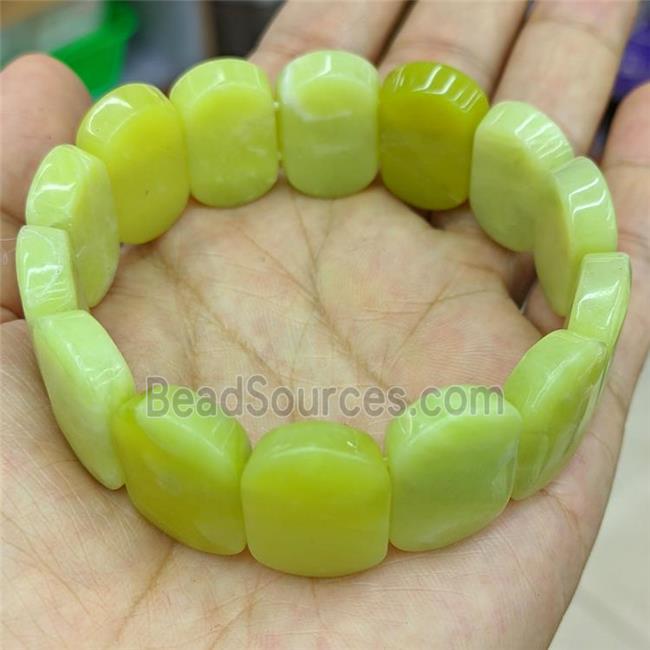 Natural Lemon Jade Bracelet Stretchy Olive