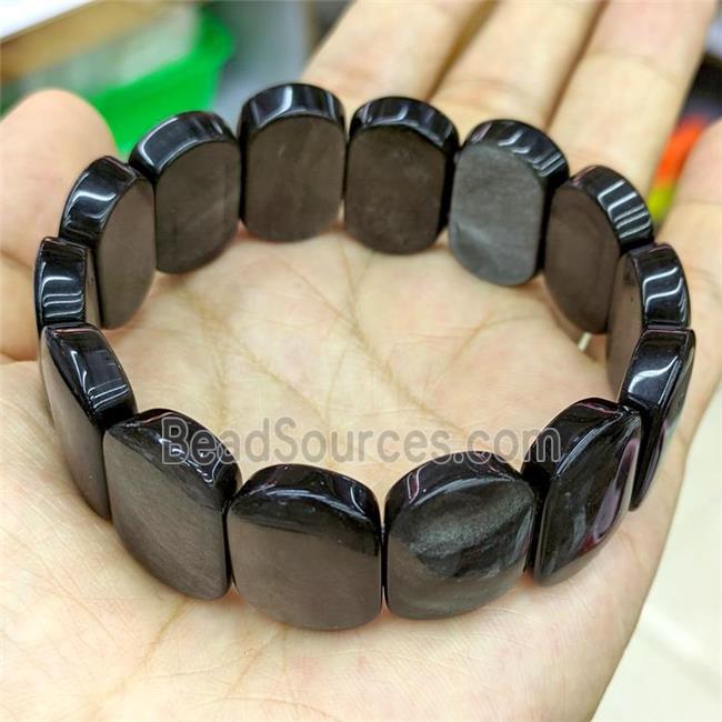 Natural Silver Obsidian Bracelet Stretchy