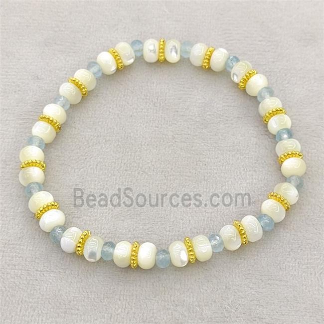 MOP Shell Bracelets Stretchy Rondelle