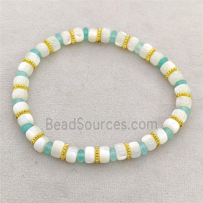 MOP Shell Bracelets Stretchy Rondelle