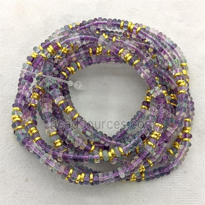Natural Purple Fluorite Bracelets Stretchy Rondelle