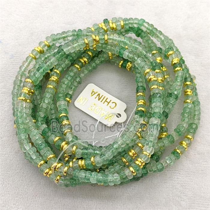Natural Green Strawberry Quartz Bracelet Stretchy Rondelle