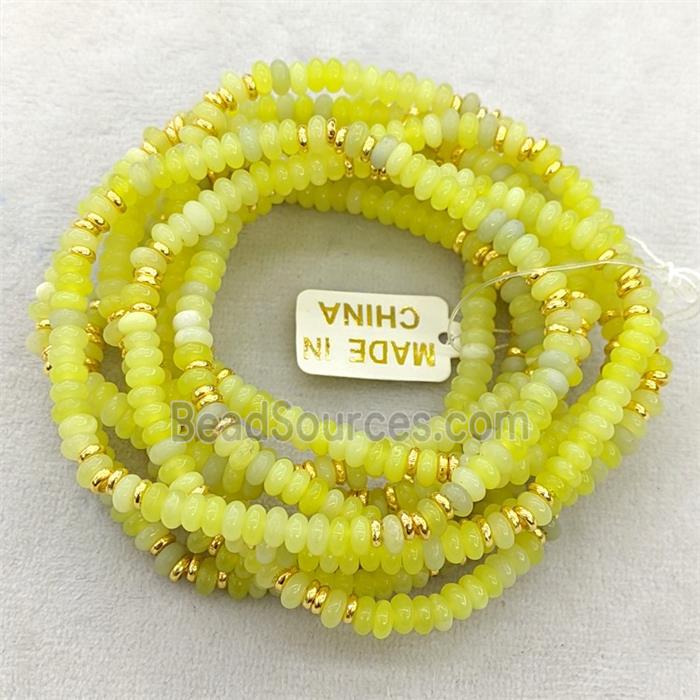 Natural Lemon Jade Bracelets Stretchy Rondelle Olive