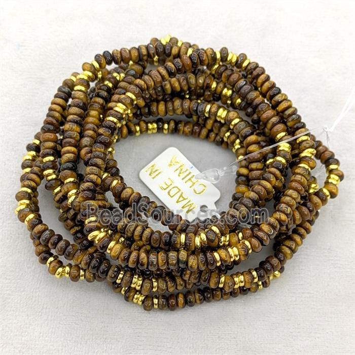Natural Tiger Eye Stone Bracelet Stretchy Rondelle