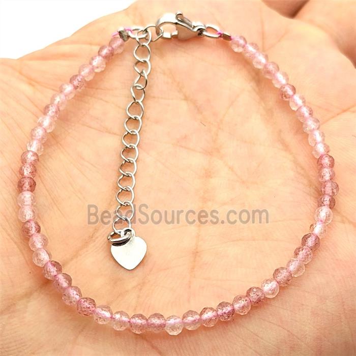 Natural Strawberry Quartz Bracelet With Copper Clasp
