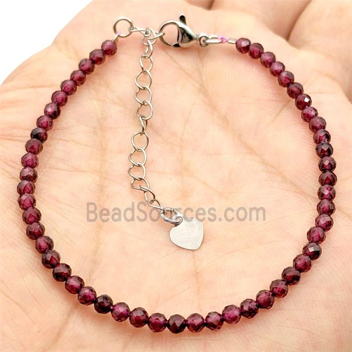 Natural Red Garnet Bracelet With Copper Clasp
