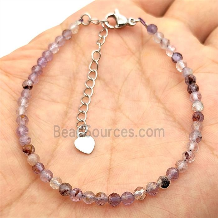 Natural Purple Phantom Quartz Bracelet With Copper Clasp