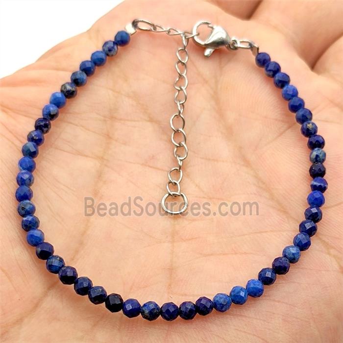 Natural Blue Lapis Lazuli Bracelets With Copper Clasp Platinum Plated