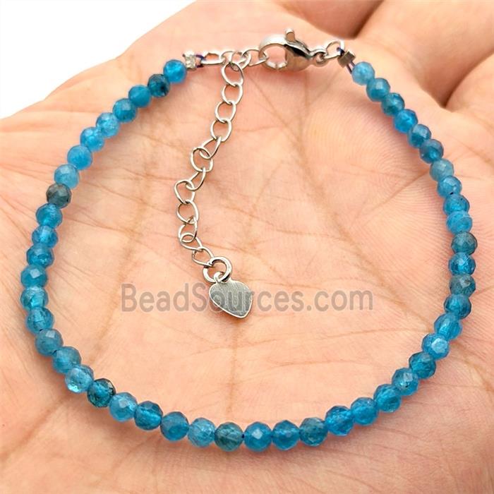 Natural Blue Apatite Bracelets With Copper Clasp Platinum Plated