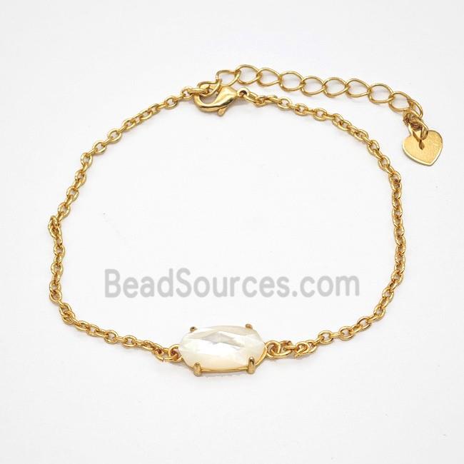 White MOP Shell Copper Bracelets Gold Plated