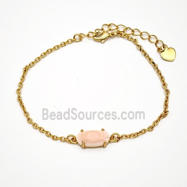 Pink Queen Shell Copper Bracelets Gold Plated