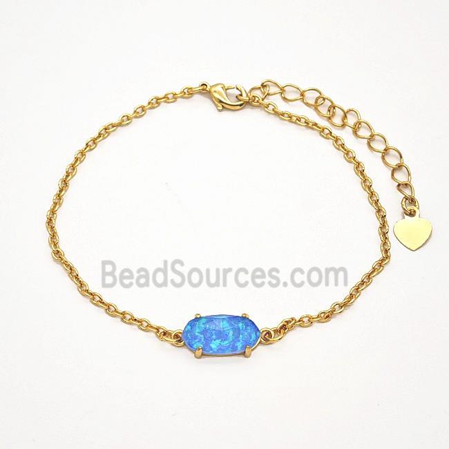 Blue Fireopal Copper Bracelets Gold Plated