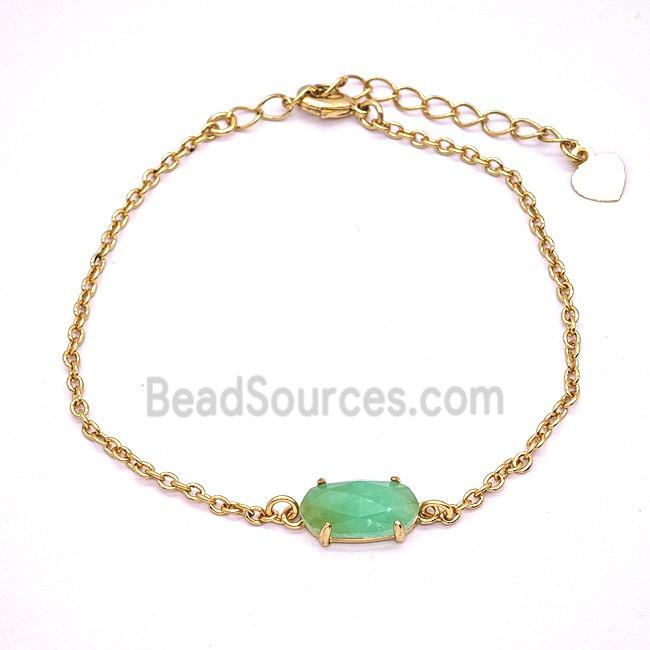 Green Australian Chrysoprase Copper Bracelets Gold Plated