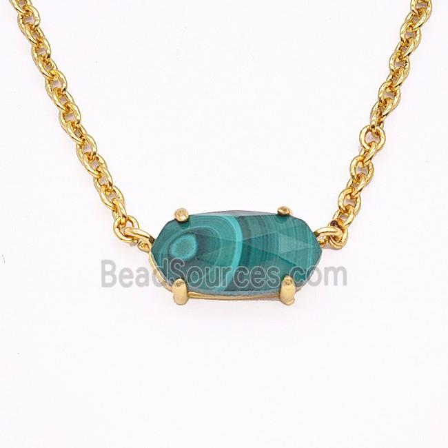 Green Malachite Copper Necklace Gold Plated